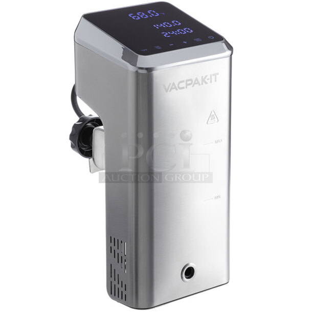 BRAND NEW SCRATCH AND DENT! VACPAK-IT 186SV158 Commercial Stainless Steel Sous Vide Circulator Head. 120V. Tested And Working! Stock Pictures Used For Gallery Picture. - Image 1 of 8