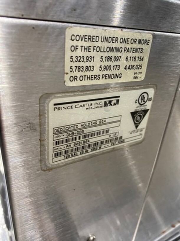 Amazing! Prine Castle Counter Top 4 Compartment Food Warmer! Model DHB-DDB Serial AA0001864! 120V 1 Phase! Working When Removed!  - Image 5 of 9