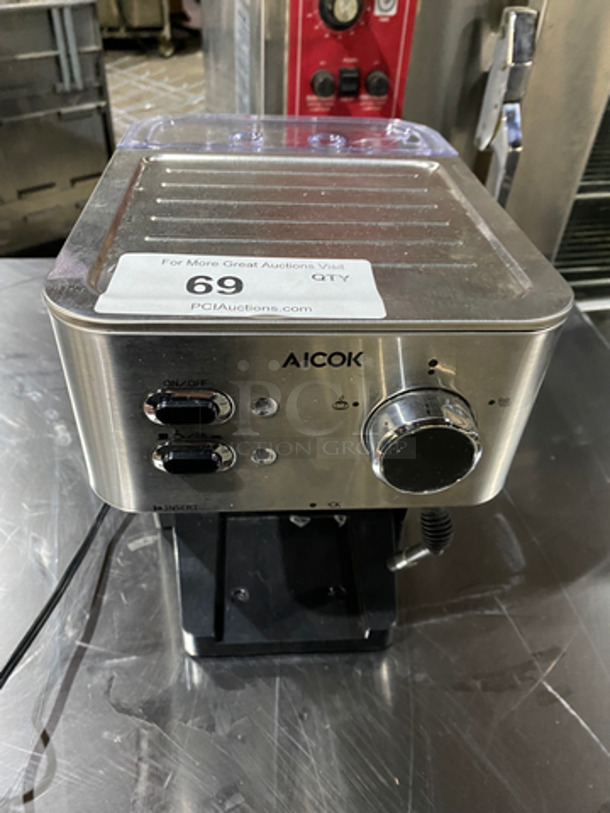 Aicok Commercial Countertop Espresso Machine! With Steam Wand! All Stainless Steel Body! Model: CM4682V 120V 60HZ