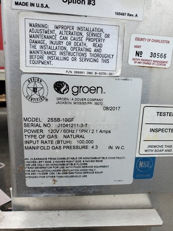 GROEN 2SB-10GF Smart Steam Boilerless Steamer 100 (Missing one handle)  - Image 4 of 8