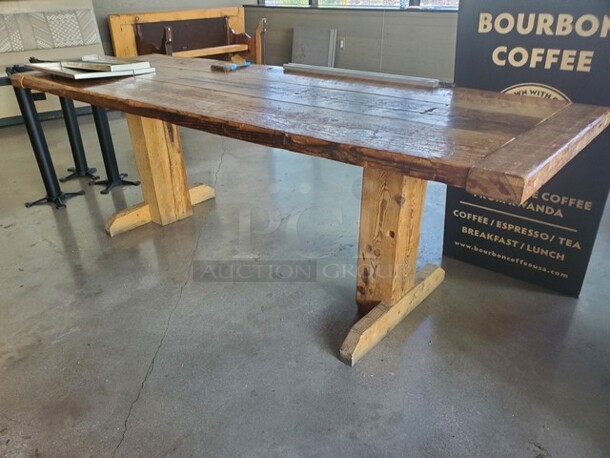 RUSTIC WOOD DINING TABLE - Image 2 of 3