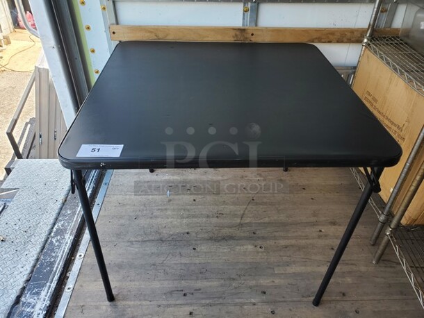 1 Black Square Table w/ foldable legs - Image 1 of 3