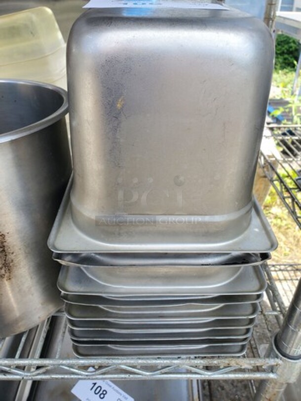 Lot of 9 Stainless Steel Food Pans *without lids* - Image 1 of 3