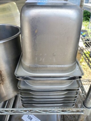 Lot of 9 Stainless Steel Food Pans *without lids*