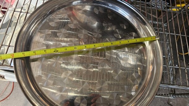 Lot of 6 Round Stainless Steel Trays - Image 2 of 3