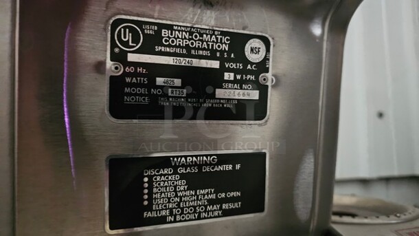 Bunn O-Matic Coffee Machine
120/240 V
60 Hz
 - Image 2 of 2