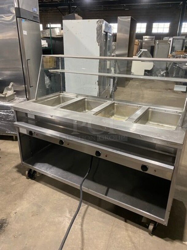 Randell Commercial Electric Powered 4 Well Steam Table! With Sneeze Guard! With Storage Space Underneath! All Stainless Steel! On Casters! Model: 3614 SN: J6593812 208/240V - Image 4 of 10