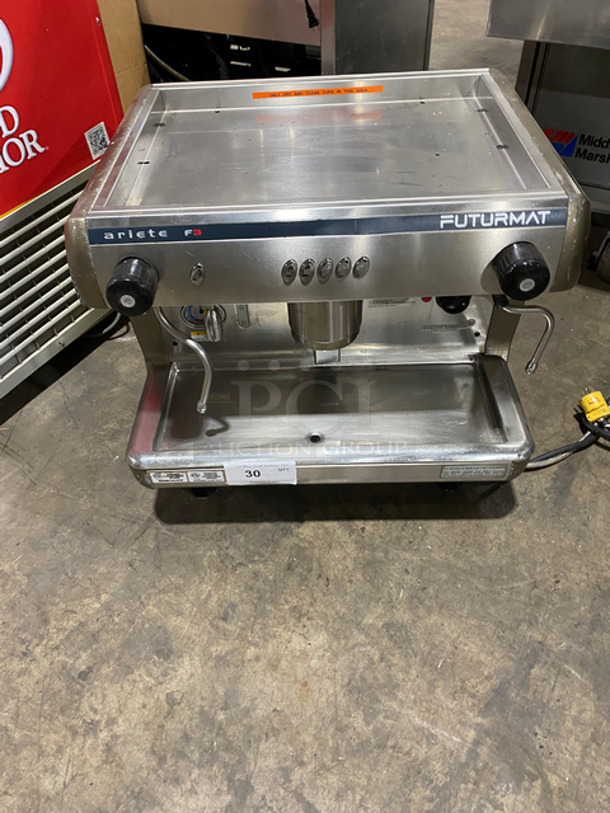 Futurmat Stainless Steel Commercial Countertop Espresso Machine! On Small Legs! Model: MFS191Q SN: 0529445 115V 60HZ 1 Phase