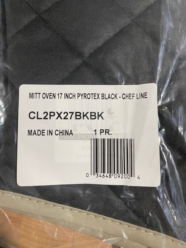NEW! Ritz Black Flame Resistant Pyrotex Oven Mitts! 4x Your Bid! MODEL CL2PX27BKBK  - Image 3 of 5