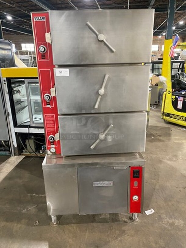 GREAT! Vulcan Commercial Triple Deck Pressure Steam Cooker! All Stainless Steel! On Legs! Model: VHL3G SN: 271155958 120V 60HZ 1 Phase - Image 1 of 11