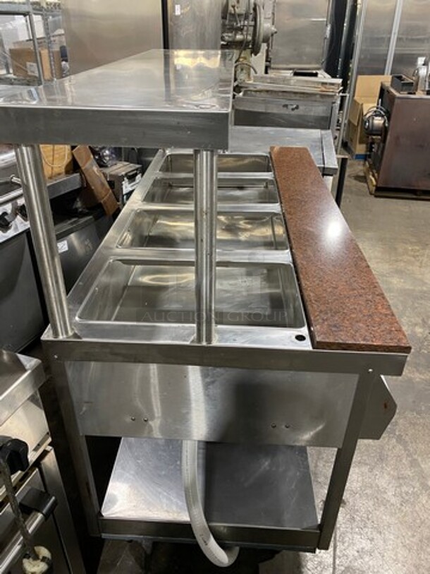 NICE! Randell Commercial Electric Powered 4 Well Steam Table! With Overhead Shelf! With Storage Space Underneath! All Stainless Steel! On Legs! Model: 3314 SN: N32611123092 208V 60HZ 1 Phase - Image 2 of 11