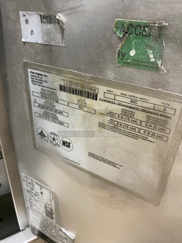 Pitco Commercial Natural Gas Powered Deep Fat Fryer! All Stainless Steel! On Legs! Model: 35C SN: G17AB103830 - Image 7 of 8