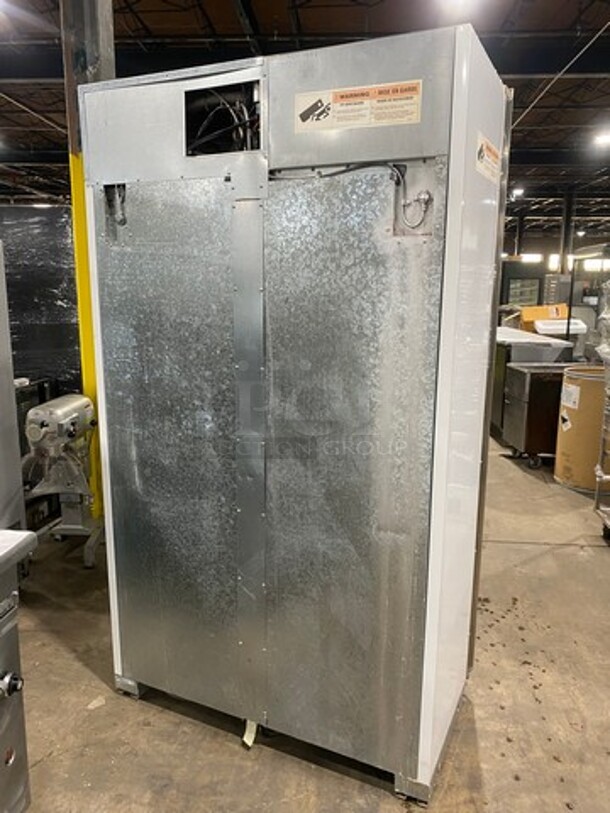 Monogram Upright Half Cooler Half Freezer Combo Unit! With Ice And Water Dispenser! With Poly Coated Racks And Shelves! Stainless Steel! - Image 3 of 10