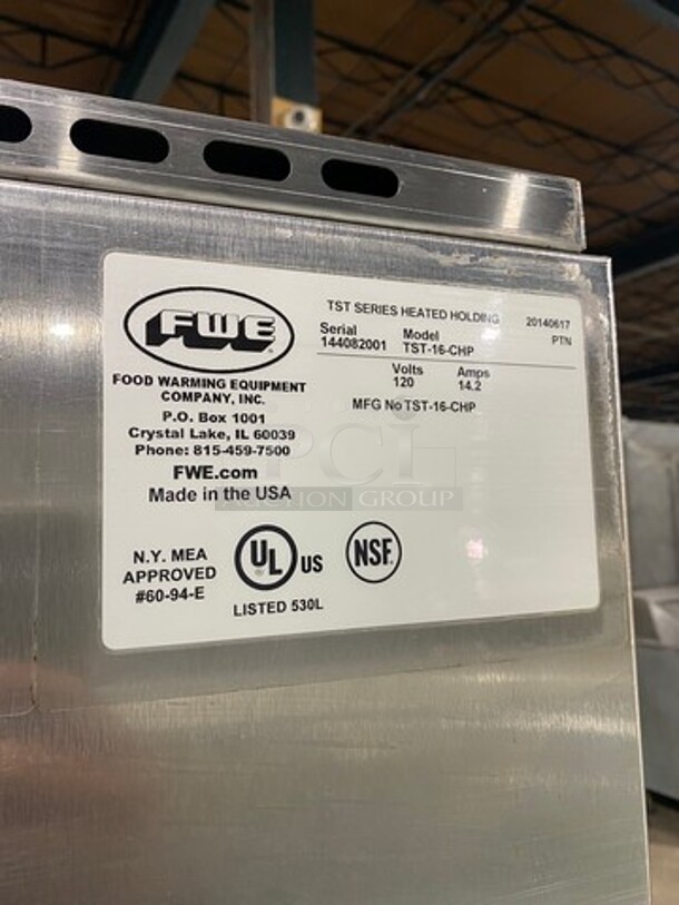 SWEET! FWE Electric Powered Food Warming Cabinet! With Solid Split Door! All Stainless Steel! On Casters! Model: TST16CHP SN: 144082001 120V 60HZ 1 Phase - Image 7 of 8