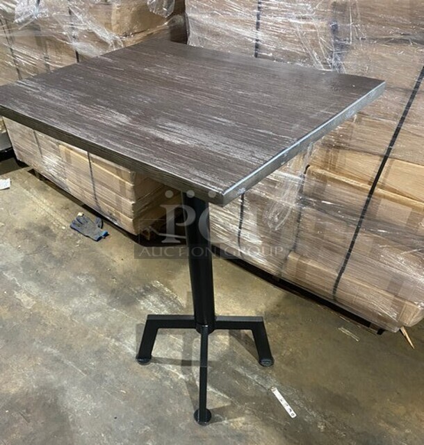 Wow! Brand New! OCS Ash Grey Finish Scratch Resistant Durowood Composite Bar Height Table! 24 By 24! Suitable For Indoor & Outdoor Use With Metal Bar Height Base! - Image 2 of 6