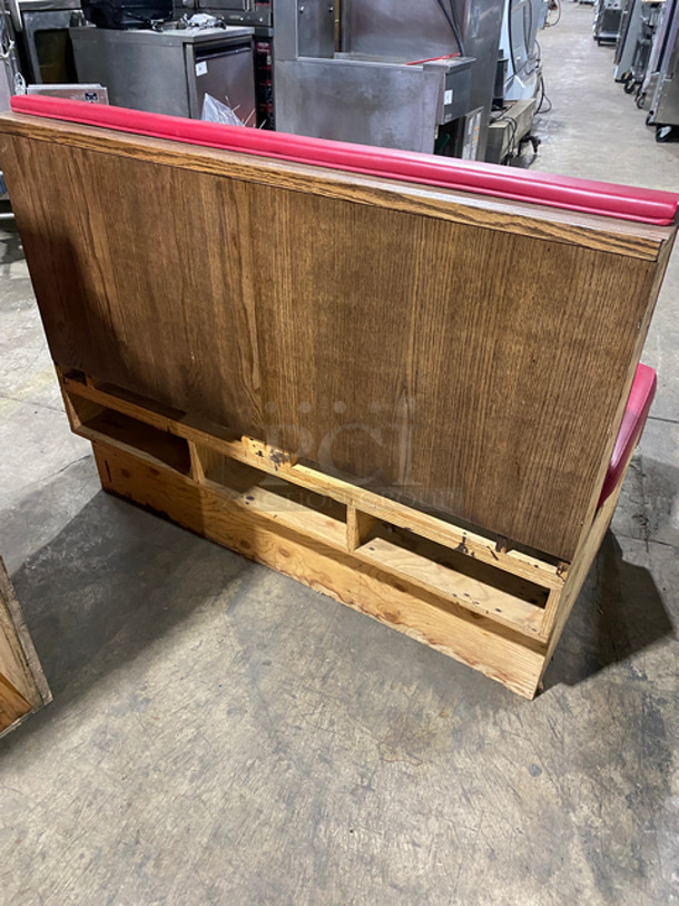 NEW! Single Sided Red Cushioned Booth Seat! With Wooden Outline! Perfect For Up Against The Wall! Can Be Connected To Any Of The Booths Listed! - Image 3 of 6