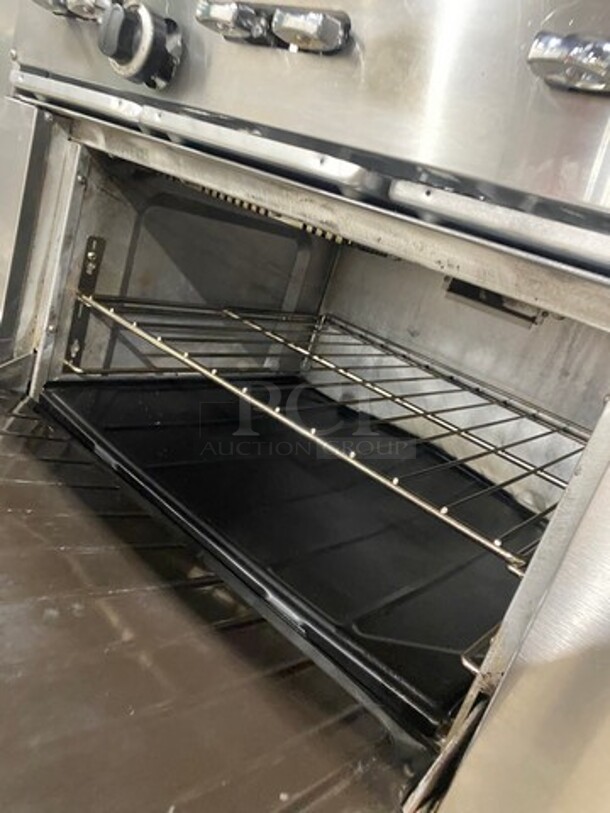 WOW! Sunfire Commercial Natural Gas Powered 6 Burner Stove! With Raised Back Splash And American Range Salamander! With Oven Underneath! All Stainless Steel! On Casters! - Image 7 of 11