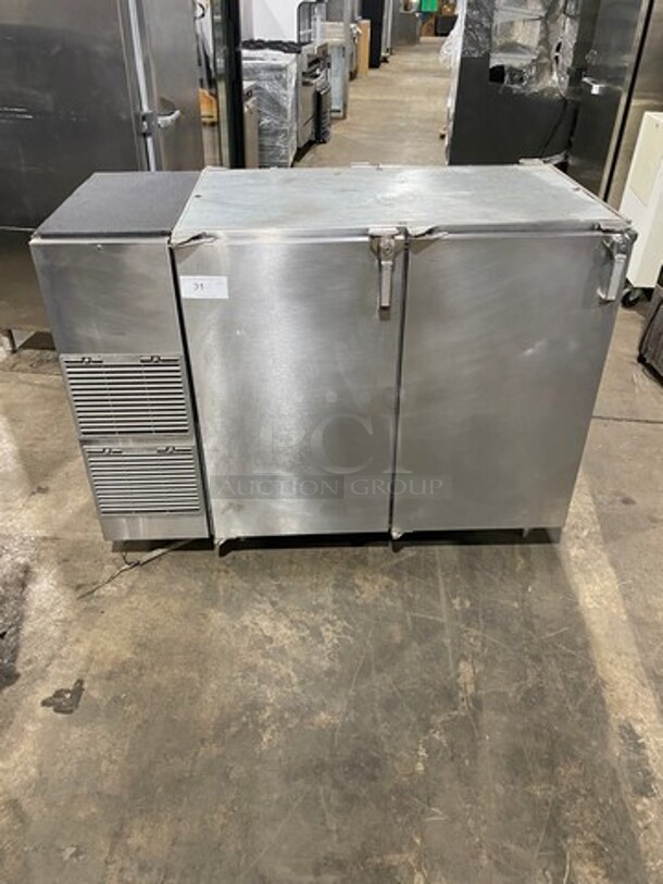 Glastender 2 Door Bar Back Cooler! With Poly Coated Racks! All Stainless Steel! On Legs! Model: NPT52L6SNH(LL/RR) SN: 134125922N 115V 60HZ 1 Phase - Image 1 of 9