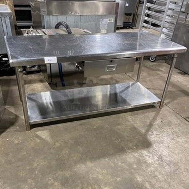 Solid Stainless Steel Work Top/ Prep Table! With Storage Space Underneath! On Legs! - Image 1 of 8