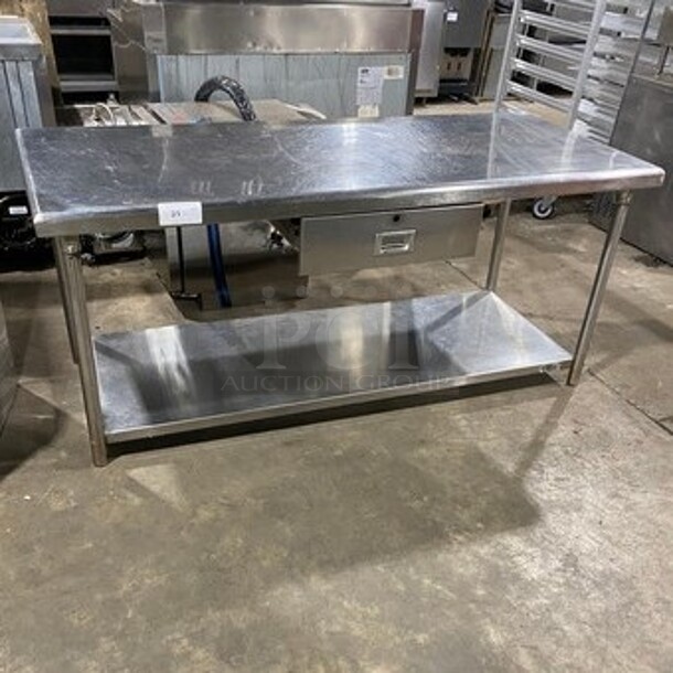 Solid Stainless Steel Work Top/ Prep Table! With Storage Space Underneath! On Legs! - Item #1098259