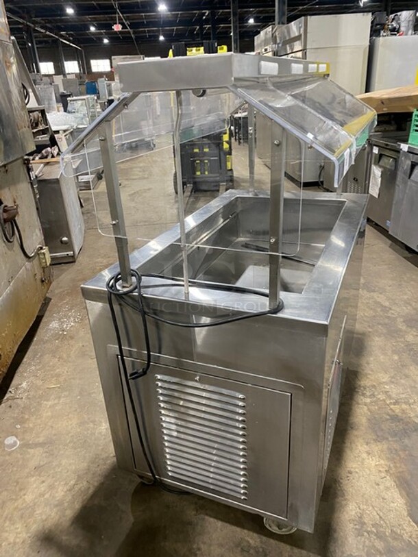 Low Temp Commercial Refrigerated Food Serving Station Counter/ Cold Pan! With Sneeze Guard! Stainless Steel Body! On Casters! Model: 50CFMX SN:FO4C05885L 120V 1PH - Image 2 of 10