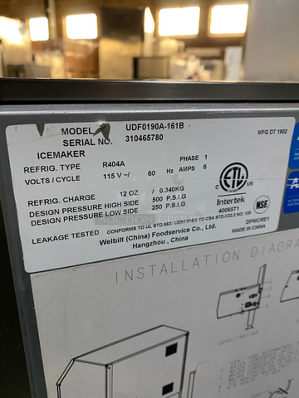 COOL! LATE MODEL! Manitowoc Commercial Ice Machine Head! Stainless Steel Body! On Legs! Model: UDF0190A161B SN: 310465780 115V 60HZ 1 Phase - Image 5 of 9