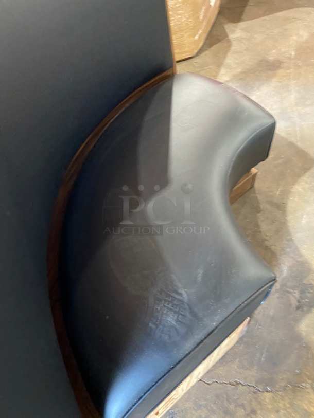NEW! Single Sided Curved Black Cushioned Booth Seat! With Wooden Outline! Perfect For In The Corner Placement! Can Be Connected With Any Of The Booths Listed! - Image 5 of 6