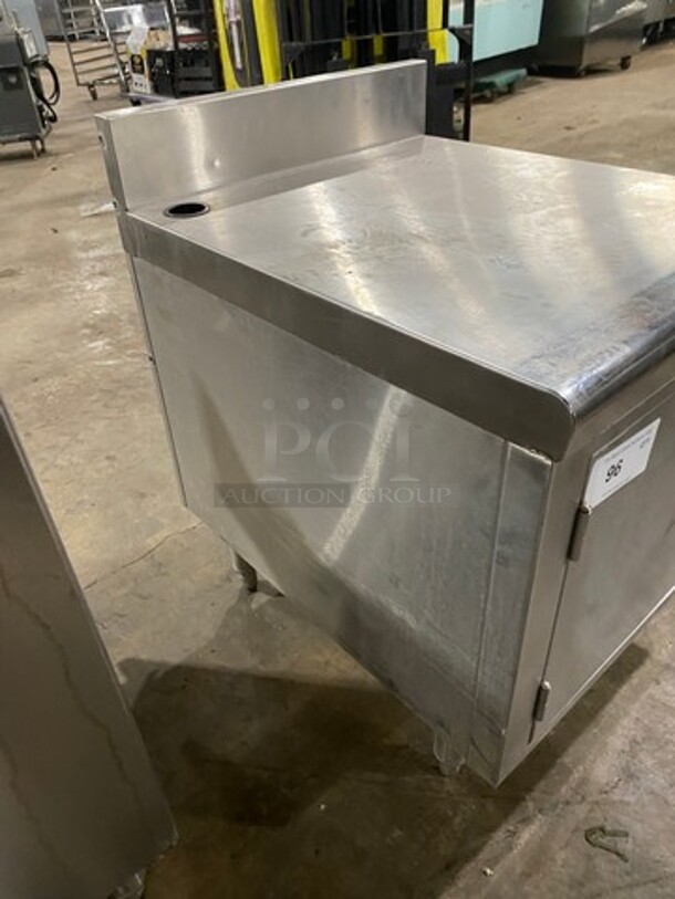 Custom Made Commercial Equipment Cabinet Stand! With Back Splash! With Single Door Storage Space Underneath! All Stainless Steel! On Legs! - Image 2 of 7