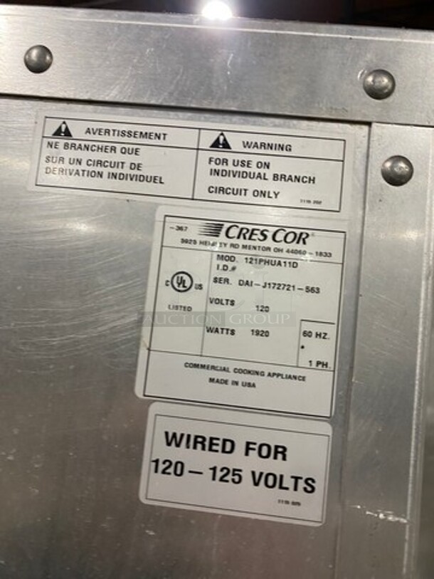 Cres Cor Commercial Single Door Food Warmer/Proofer Cabinet! Stainless Steel! On Casters! Model: 121PHUA11D SN: DAIJ172721563 120V 60HZ 1 Phase - Image 5 of 8