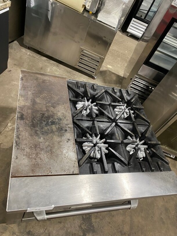 Garland Commercial Natural Gas Powered 4 Burner Stove With Hot Plate! with Oven Underneath! All Stainless Steel! On Casters! - Image 5 of 11