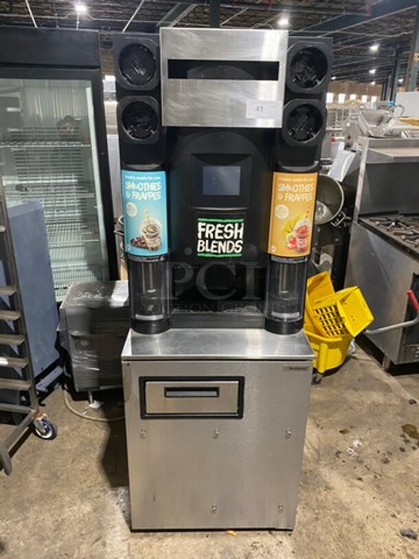 AMAZING! Manitowoc Multiplex Smoothie Workstation! On Single Door Undercounter Cooler! With Poly Bins! All Stainless Steel! Model: MB81 SN: 1611150001561 115V 60HZ 1 Phase