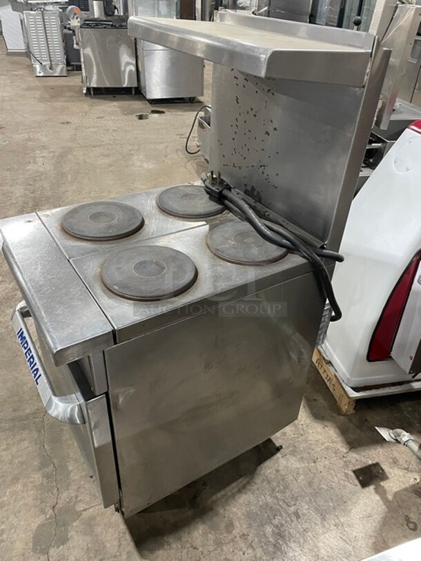 Imperial Electric Powered 4 Burner Hot Plate Range & Oven! With Back Splash & Hood! All Stainless Steel! On Legs! - Image 2 of 8