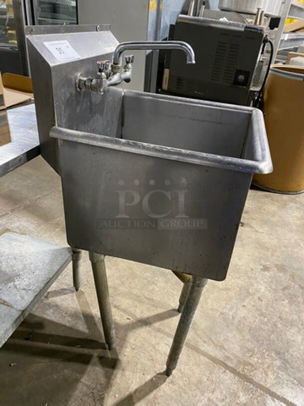 L&J Commercial Single Compartment Sink! With Faucet! All Stainless Steel! On Legs! - Image 2 of 8