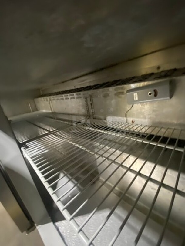 Continental Commercial Worktop/ Lowboy Cooler! With Backsplash! With 3 Door Refrigerated Storage Space Underneath! With Poly Coated Racks! All Stainless Steel! Model: SW72BS SN: 14655428 115V 60HZ 1 Phase - Image 6 of 8