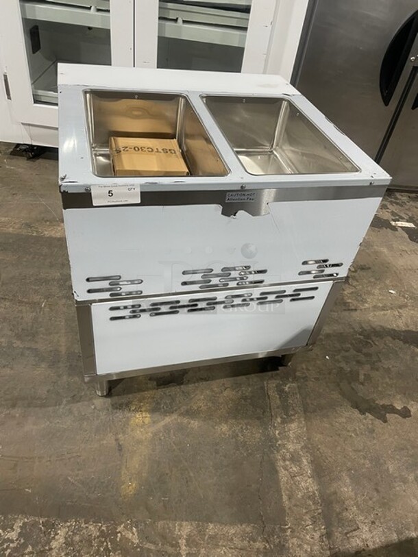 NEW! Scratch-N-Dent! Prepline Natural Gas Powered 2 Pan Sealed Well Hot Food Steam Table! With Sliding Door Enclosed Base! All Stainless Steel! On Legs! Model: GSTC30-2S SN: 2303202305120001! - Image 1 of 9