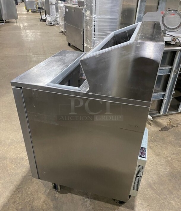 Silver King Stainless Steel Refrigerated Ice Cream Prep Rail/ Prep Table! On Casters! MODEL SKRN27-RSUS1 SN: FSDP380696A 115V  - Image 3 of 8