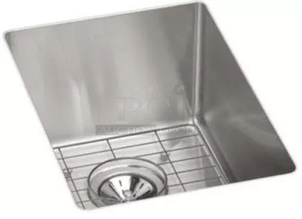 BRAND NEW SCRATCH AND DENT! Elkay ECTRU12179DBG 14 Inch Undermount Kitchen Sink with 9 Inch Bowl Depth, 18-Gauge Stainless Steel Construction, Polished Satin Finish. Stock Picture Used For Gallery Picture. - Image 1 of 7
