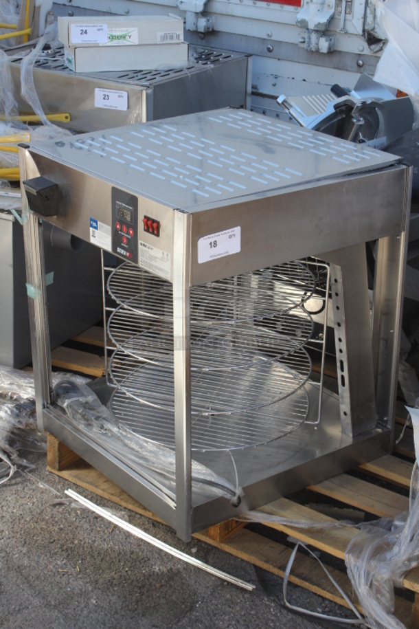 BRAND NEW SCRATCH & DENT! ServIt PDW18D1 18" Full-Service Pizza Warmer with 4-Shelf Rotating Rack. Glass is Broken. S/N: 145580010058 - Image 4 of 5