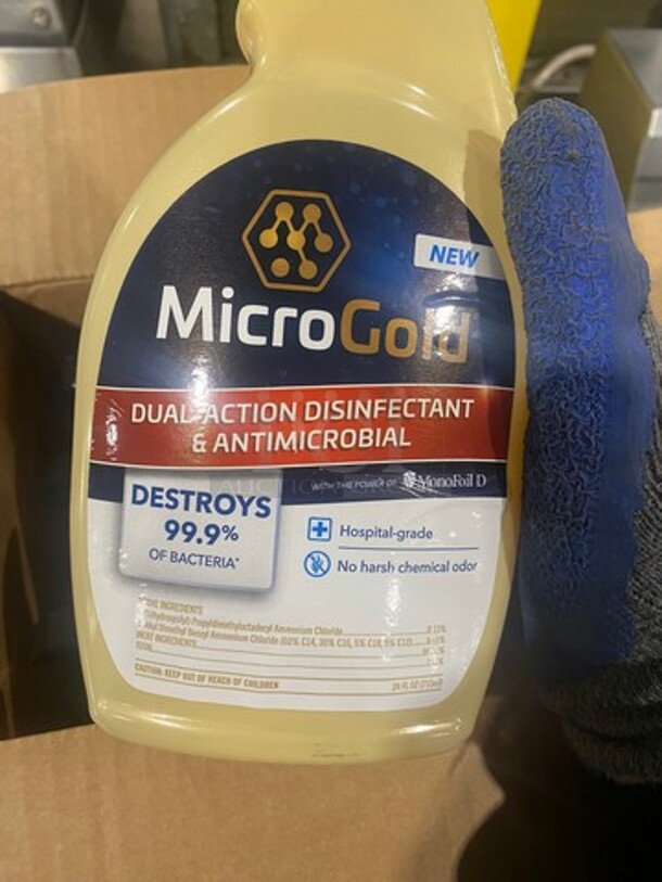 NEW! IN THE BOX! Micro Gold Dual Action Disinfectant And Antimicrobial Spray! 6 Bottles Per Box, 1 Box Per Item Number! - Image 5 of 6