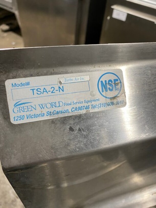 Green World Commercial 2 Compartment Dish Washing Sink! With Faucet And Handles! With Back Splash! All Stainless Steel! On Legs! Model: TSA2N - Image 7 of 8