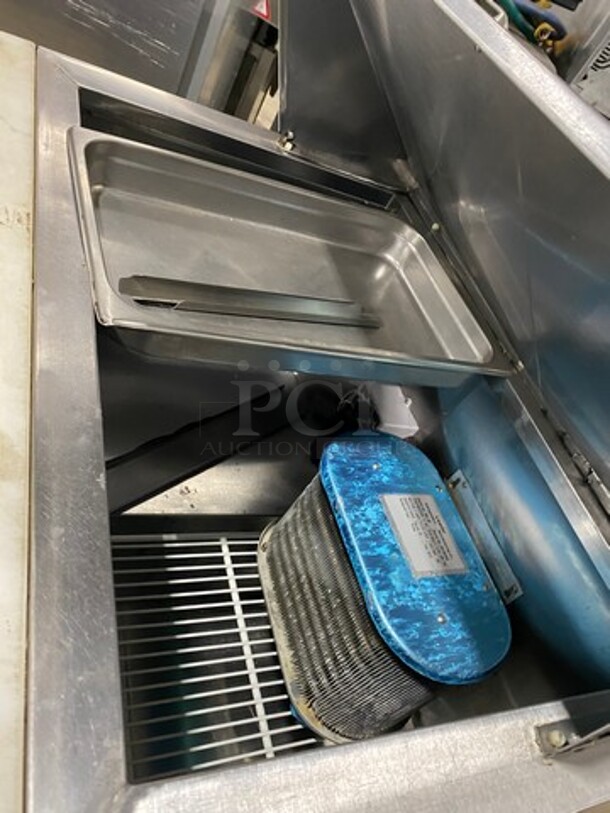 Leader Commercial Refrigerated Sandwich Prep Table! With 2 Door Underneath Storage Space! With Poly Coated Racks! With Commercial Cutting Board! All Stainless Steel! On Casters! Model: LM36 SN: PW08M1412 115V 60Hz 1 Phase - Image 8 of 10