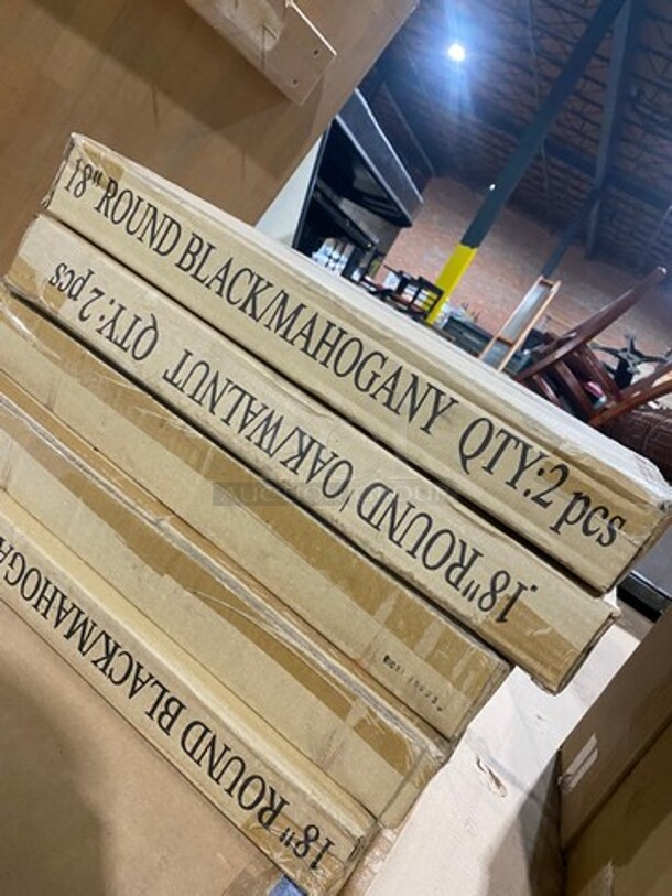 NEW! IN THE BOX! G & G 18" Round Wooden Pattern Tabletop! 3x Your Bid! - Image 2 of 5