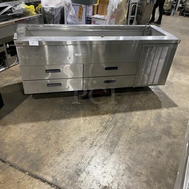 Delfield Commercial Refrigerated Pizza Prep Table! With 4 Drawers Storage Space! All Stainless Steel!