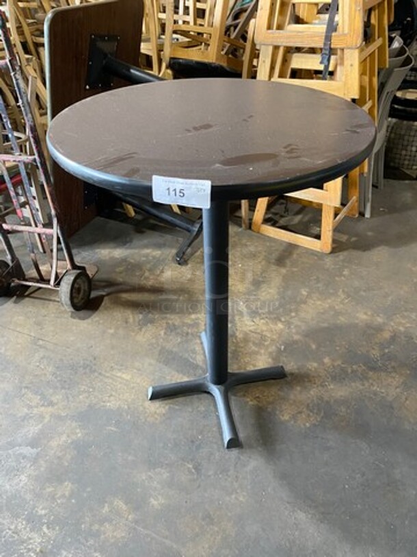 Dark Brown Round Table! Black Pedestal Leg! - Image 1 of 4