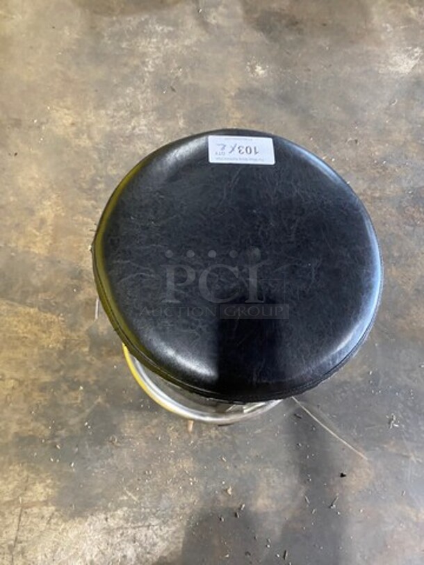 Round Black Cushioned Chairs! With Metal Base! With Footrest! 2x Your Bid! - Image 4 of 5