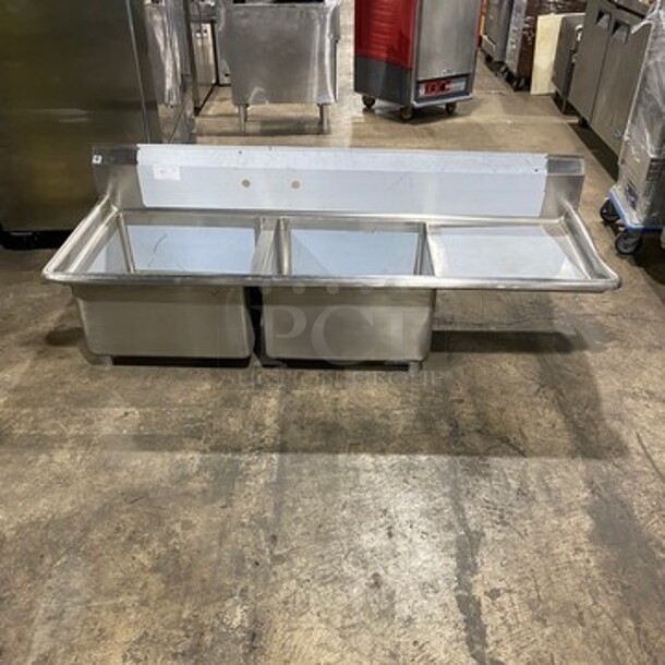 NEW! NEVER USED! Scratch-N-Dent! Solid Stainless Steel Commercial 2 Compartment Dish Washing Sink! With Single Side Drain Board! With Back Splash!