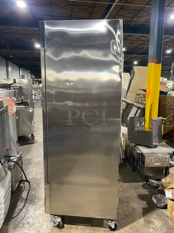 Master Bilt Commercial Single Door Reach In Refrigerator! With poly Coated Racks! Solid Stainless Steel! On Casters! Model: R23S SN: 14040084! Not Tested!  115V 60HZ 1 Phase - Image 2 of 9