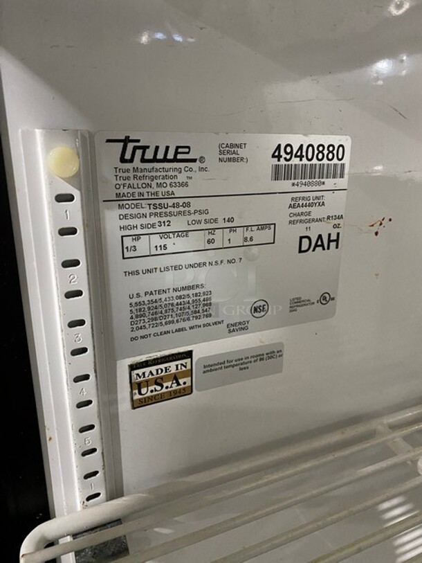 COOL! True Commercial Refrigerated Sandwich Prep Table! With 2 Door Underneath Storage Space! All Stainless Steel! On Casters! Model: TSSU4808 SN:4940880 115V 1PH - Image 7 of 9