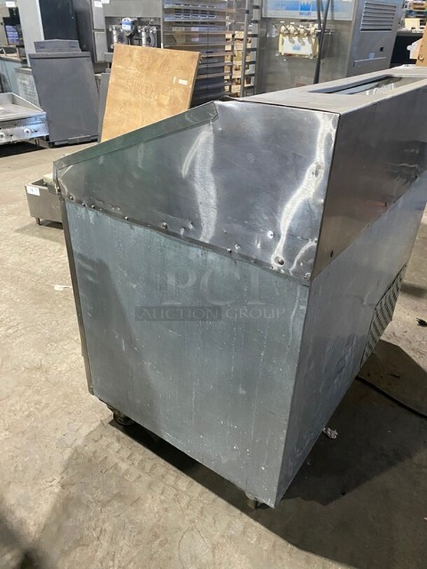 Leader Commercial Refrigerated Pizza Prep Table! With 2 Door Underneath Storage Space! All Stainless Steel! With Commercial Cutting Board! Model DR48SC Serial PT034266! 115V 1Phase! On Casters! - Image 2 of 10