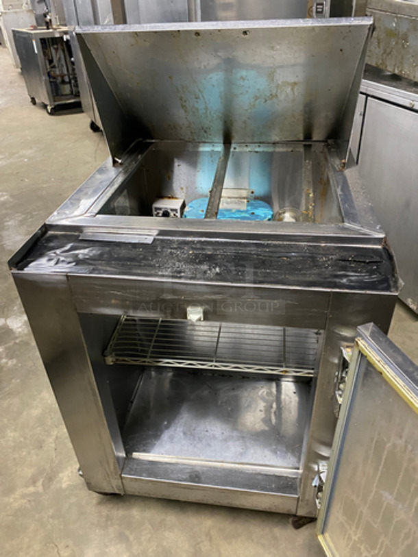 Leader Commercial Refrigerated Sandwich Prep Table! Single Door Storage Space Underneath! With 2 Overhead Shelf Space! All Stainless Steel! On Casters! NOT TESTED! - Image 5 of 10